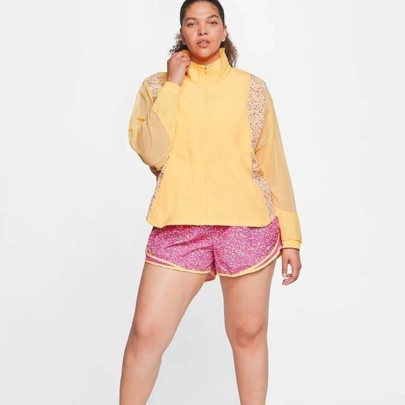 Nike Icon yellow floral Women's Running Jacket Plus Size 1X New - Picture 8 of 14